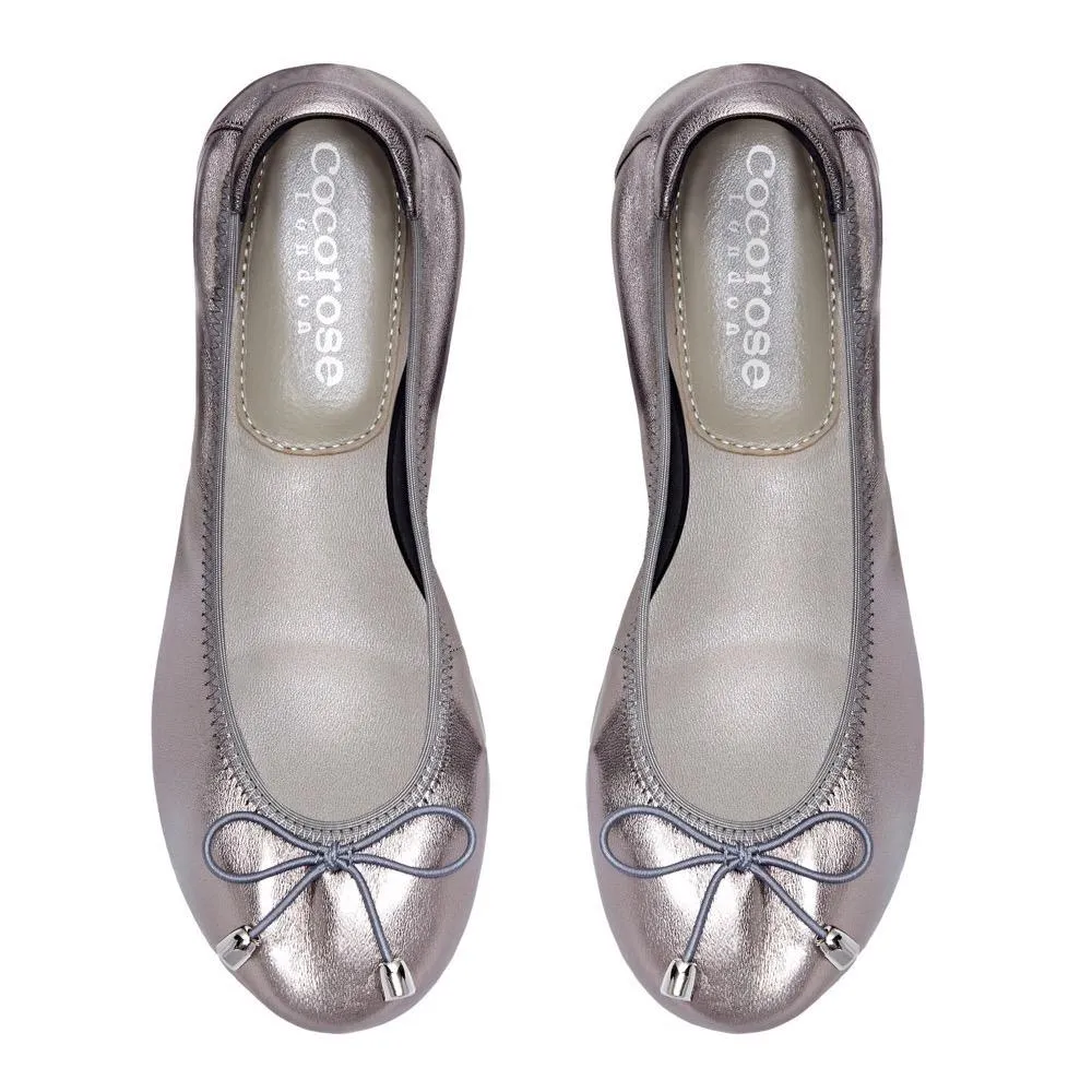 Sandringham - Pewter Silver Leather Ballet Flats