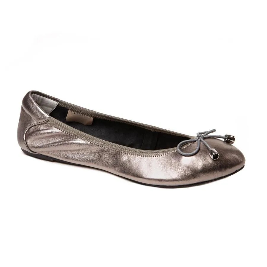 Sandringham - Pewter Silver Leather Ballet Flats
