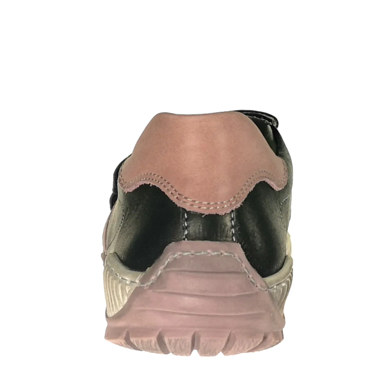 Szamos kid girl sneakers in black color with pink stripes and double velcro strap big kid size