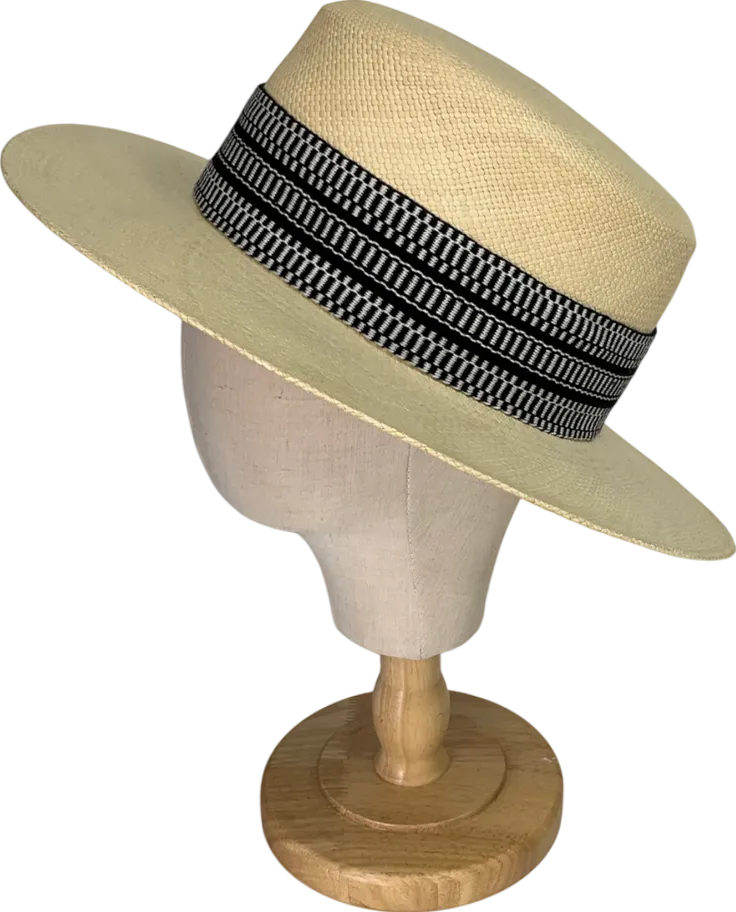 Yosuzi Beige Rafia Panama Hat UK L